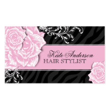 SASSY ZEBRA PRINT HAIR STYLIST BUSINESS CARDS