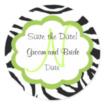 Sassy Zebra Save the Date Monogram Sticker