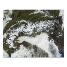 Satellite image of The Alps mountain range Photograph
