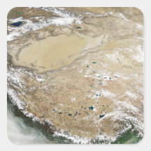 Satellite view of the Tibetan Plateau Square Stickers