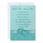Satin Ribbon & Damask Hearts Wedding Invitation