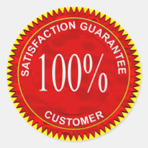 Satisfaction Guarantee in Chrome Red Round Sticker