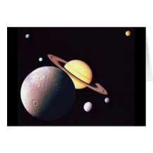 Saturn And Moons Greeting Card