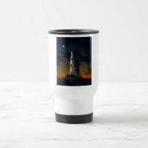 Saturn the planet with rings around mug