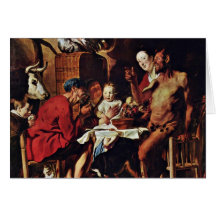 Satyr And The Peasant By Jordaens Jacob Cards