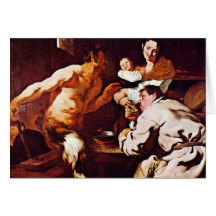 Satyr With Peasants By Liss Johann (Best Quality) Greeting Card