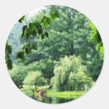 Saule pleurant dans la brume autocollants