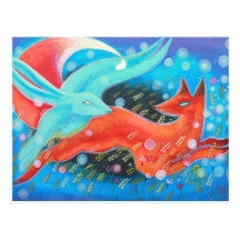 Saut du Fox avec des lièvres Cartes Postales