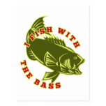 sauter de poissons de basse de large ouverture cartes postales