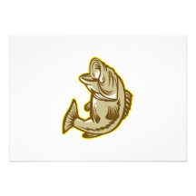 Sauter de poissons de basse de large ouverture rét invitations personnalisables