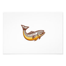 Sauter de poissons de truite rétro invitations personnalisées