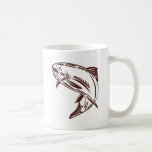 sauter de truite d'isolement sur le blanc mugs