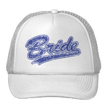 Sauvez la date/jeune mariée dans le bleu casquette de camionneur