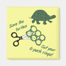 Sauvez les tortues coupent six anneaux de paquet aimants