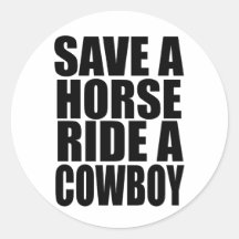 SAUVEZ UN TOUR DE CHEVAL UN COWBOY ADHÉSIFS RONDS