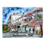 SAVANNAH river street painting post card, GA