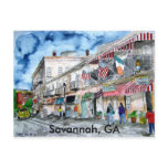 SAVANNAH river street painting post card, GA