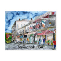 SAVANNAH river street painting post card, GA