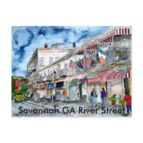 savannah_river_street_painting, Savannah GA Riv... Post Card