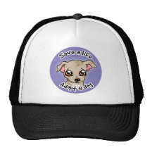 Save a life.. adopt a dog puppy logo trucker hats