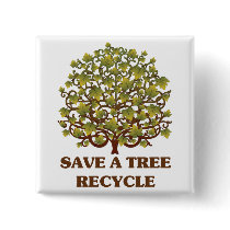 Save a Tree Pinback Buttons