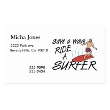 Save A Wave Ride A Surfer Business Card Templates