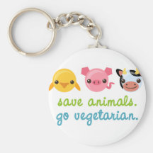 Save Animals Go Vegetarian Keychain