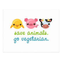 Save Animals Go Vegetarian Post Card