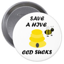 Save Beehives Button Pin