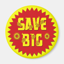 SAVE BIG RETAIL SALES LABEL REFRIGERATOR MAGNETS