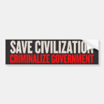 Save Civilization Bumper Sticker
