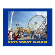 Save Coney Island! postcard (blue)