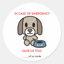 Save Dog Emergency Round Stickers