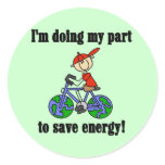 Save Energy Environmental Tshirts and Gifts Round Sticker
