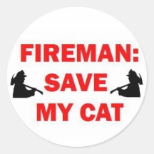 Save My Cat Fireman Round Sticker