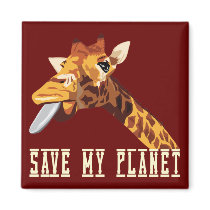 Save My Planet Giraffe Magnet