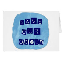 Save Our Ocean Watery Blue Background Card