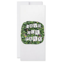 Save Our Park! White block inverted text on flower Custom Rack Card