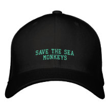 SAVE SEA MONKEYS - HAT EMBROIDERED BASEBALL CAPS