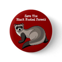 Save the Black Footed Ferret! Pinback Buttons