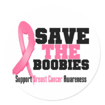Save The Boobies Breast Cancer Round Stickers