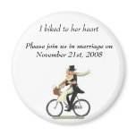 save the date 2, I biked to her heart , Please ... Fridge Magnets