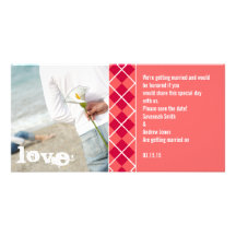 Save the Date Argyle Invitation Picture Card