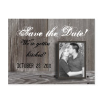 save the date barn wood postcard