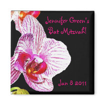 Save the date Bat Mitzvah Orchid Fridge Magnets