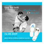 Save The Date Beach Wedding Flip Flops Daisies Invites