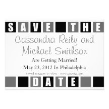 Save The Date (Black / Grey Square Boxes) Invitations