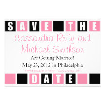 Save The Date (Black / Light PInk Square Boxes) Announcement