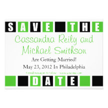 Save The Date (Black / Lime Green Square Boxes) Announcements