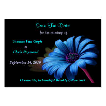Save The Date Blue Daisy Business Cards